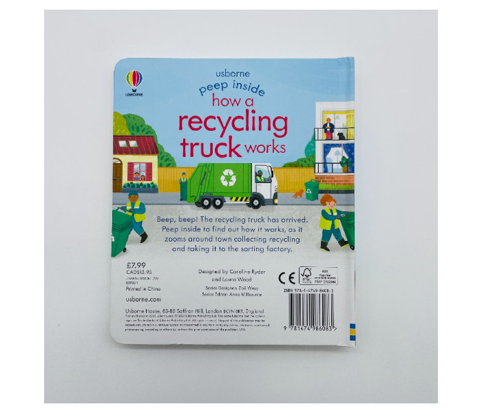 Peep Inside How a Recycling Truck Works Kids Book by Usborne Publisher - Zoom Image 2