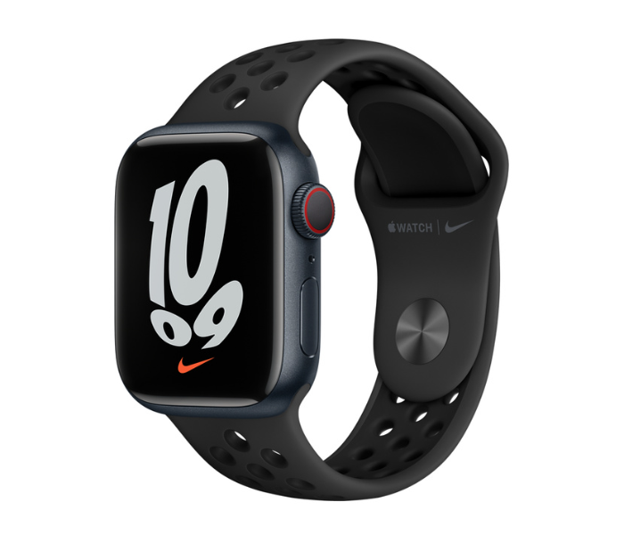 Apple Watch Series 7 GPS and Cellular 41mm Midnight Aluminum Case with Anthracite Black Nike Sport Band - Zoom Image 1