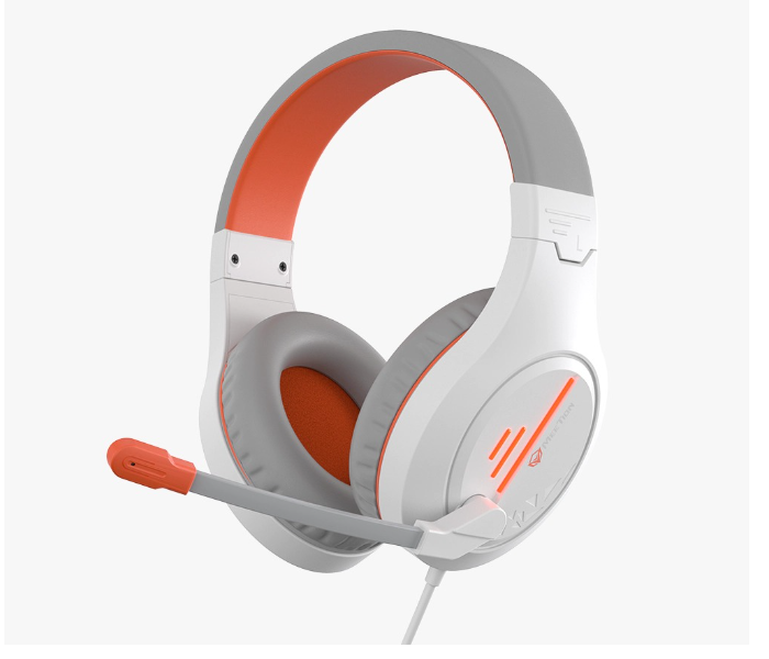 Meetion MT-HP021WO Backlit 3.5mm Audio Pin X 1 with Audio and USB Gaming Headset - White Orange - Zoom Image 1