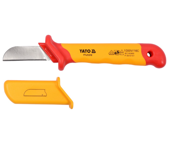 Yato YT-21210 Cr-V Steel Injection Insulated Cable Knife - Yellow and Red - Zoom Image 1