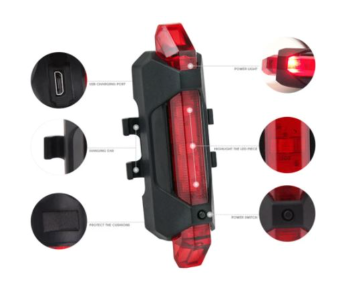 Waterproof Rechargeable Blinker Tail LED Light - Red - Zoom Image 2