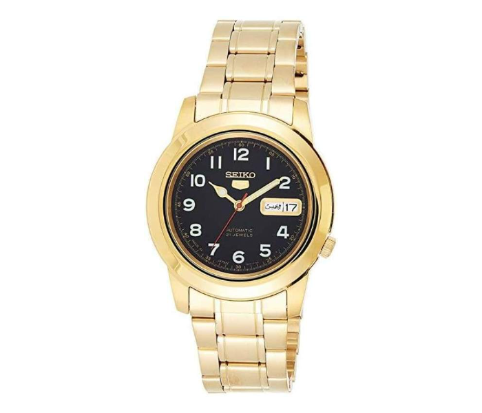 Seiko SNKK40J1 Japan Made Automatic Black Dial Gold Tone Stainless Steel Watch for Men - Gold - Zoom Image 1