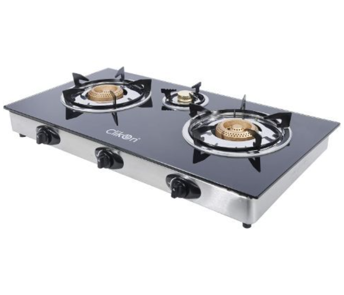 Clikon CK4279 3 Burner Glass Top Gas Stove - Black - Zoom Image 2