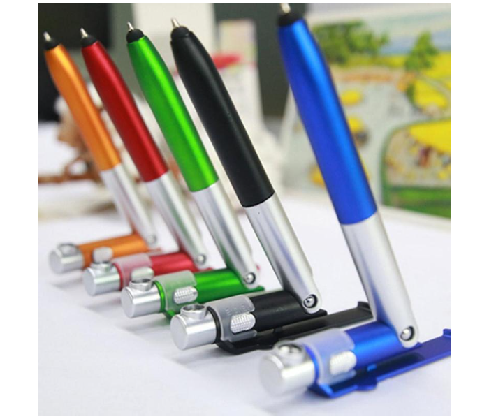 OEM Foldable Ballpoint Pen with Mobile Holder and LED Light - Green - Zoom Image 3