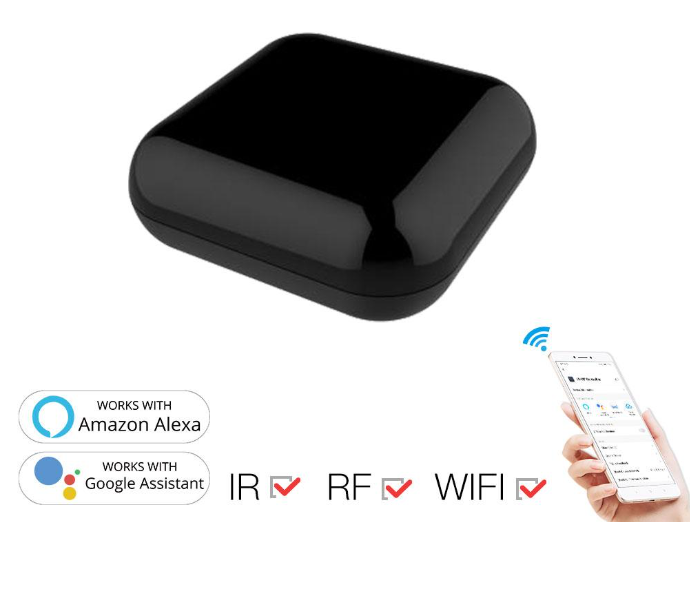 MoesHouse UFO-R2-RF Smart IR+RF Remote Control Voice Control Support Alexa And Wireless Smart-Speaker Home - Black - Zoom Image 1