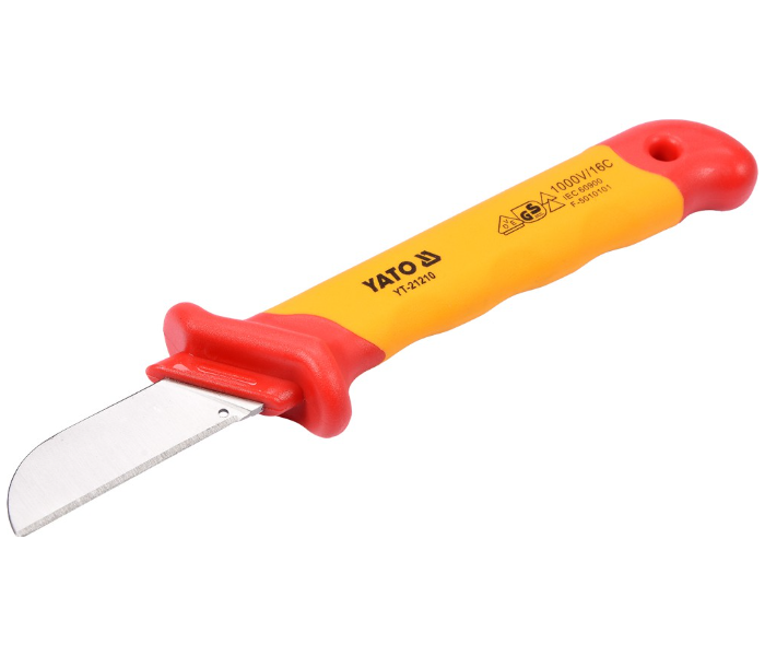 Yato YT-21210 Cr-V Steel Injection Insulated Cable Knife - Yellow and Red - Zoom Image 3