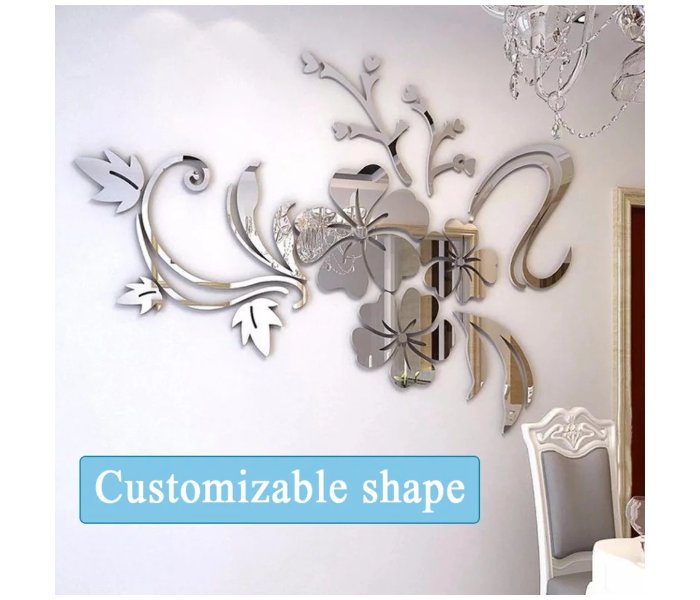 OEM Waterproof Flower Vine Self Adhesive Wall Sticker - Silver - Zoom Image 4