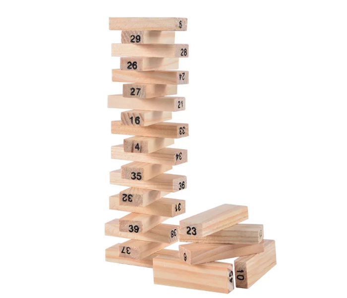 OEM 54 Piece Educational Wooden Stacking Tumbling Tower Blocks - Brown - Zoom Image 1