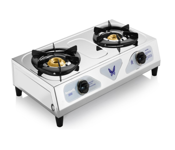 Butterfly BFY GS74014 2 Burner Auto Ignition Stainless Steel LPG Stove - Silver - Zoom Image