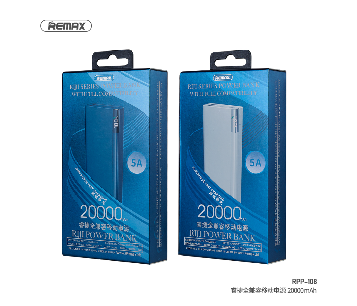 Remax RPP-108 Riji Serie 20000mAh 22.5W 3 USB Fast Charging Power Bank - White - Zoom Image 4