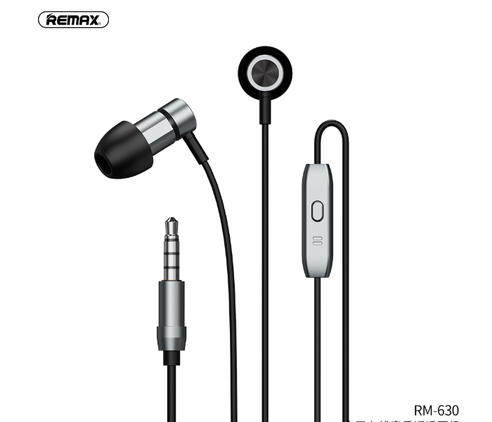 Remax RM-630 Metal Earphone for Music and Call - Dark Grey - Zoom Image 1