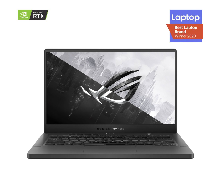 ASUS ROG ZEPHYRUS GA401QE-K2144T 14.0 Inch WQHD 120Hz Display AMD RYZEN 9 5900HS 3.0GHz Processor 16GB RAM 1TB SSD 4GB NVIDIA Geforce RTX3050TI Bluetooth Wifi Windows 10 Home Eng-Arab Keyboard - Grey - Zoom Image 1