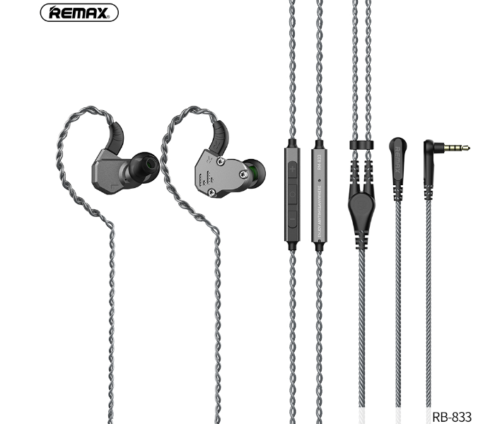 Remax RM-833 HIFI Triple-Driver Wired Headphone - Grey - Zoom Image 1