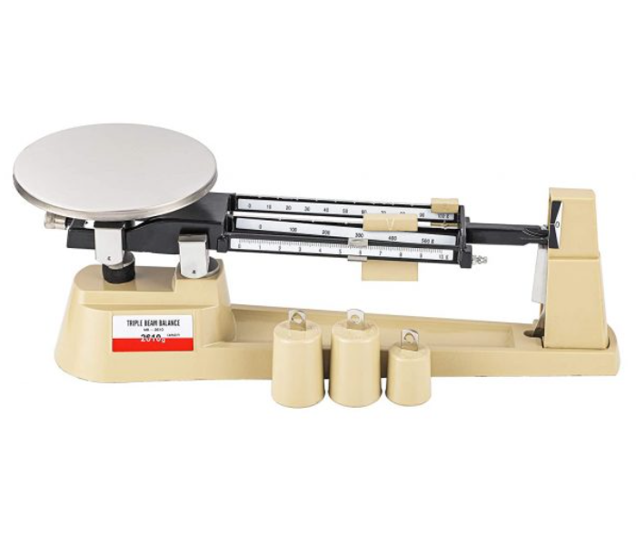 Triple Beam Mechanical Balance Scale With Stainless Steel Weighing Platter -Cream - Zoom Image 1