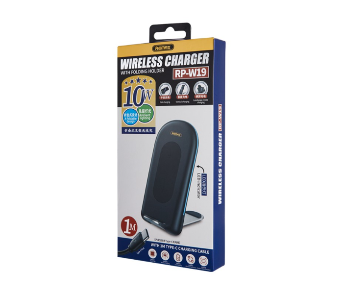 Remax RP-W19 10W Wireless Charger With Folding Holder - Black - Zoom Image 2