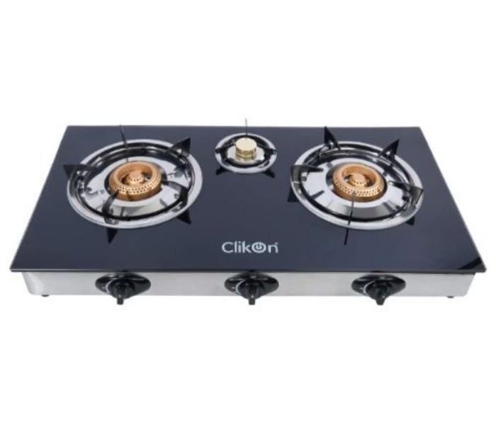 Clikon CK4279 3 Burner Glass Top Gas Stove - Black - Zoom Image 1