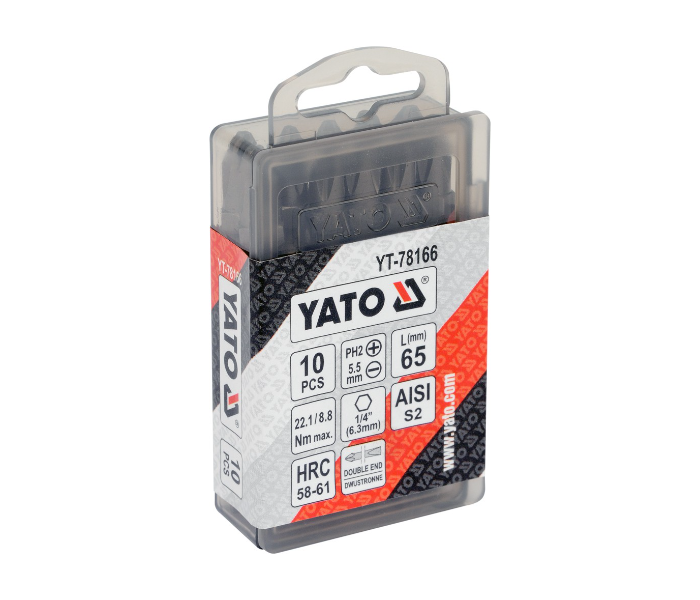 Yato YT-78166 10 Piece Drop Forged Steel Screwdriver Bits - Black - Zoom Image 2