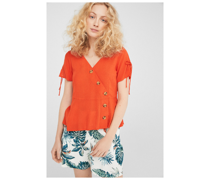 Springfield 681547264 Size 38 Short Sleeve Blouse for Women - Orange - Zoom Image 1