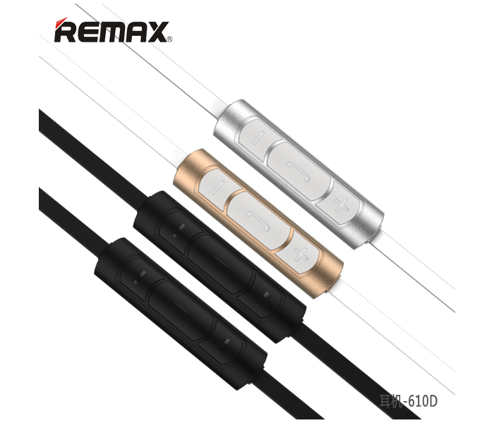 Remax RM-610D Super Bass Wired Earphone - Silver - Zoom Image 2