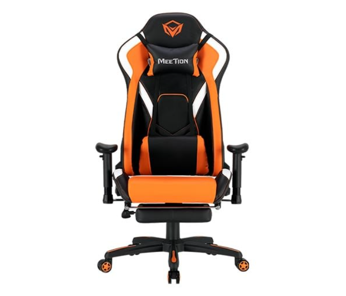 Meetion MT-CHR22 Neck And Back Cushion Fully Featured Reclining Gaming Chair With Footrest - Black And Orange  - Zoom Image 1