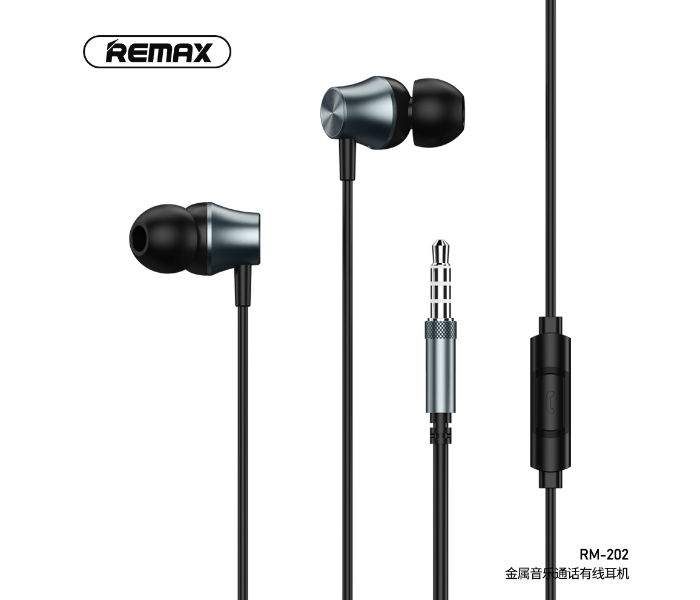 Remax RM-202 In-Ear Wired Headphone - Dark Grey - Zoom Image 1