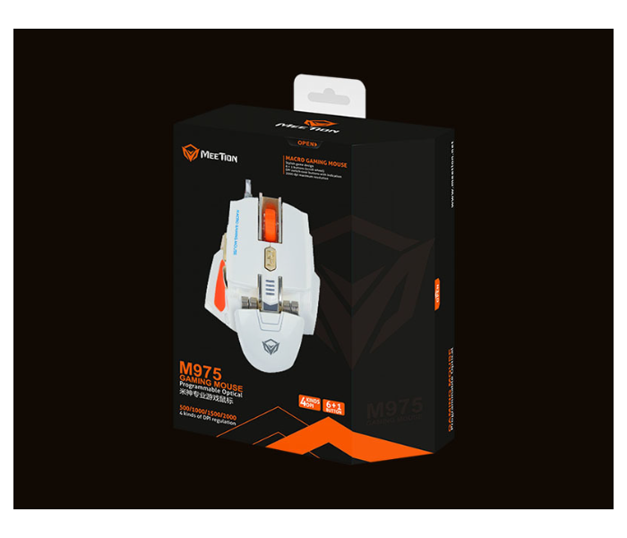 Meetion MT-M975W USB Corded Gaming Mouse - White - Zoom Image 2