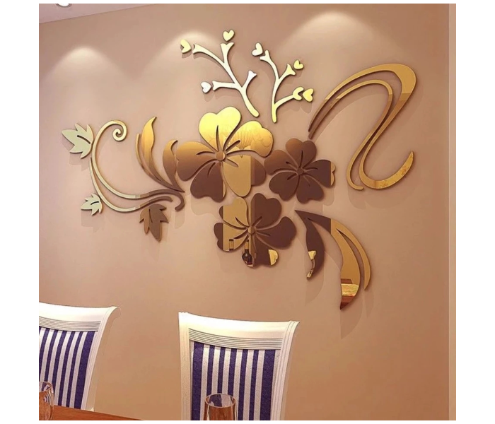 OEM Waterproof Flower Vine Self Adhesive Wall Sticker - Gold - Zoom Image 1