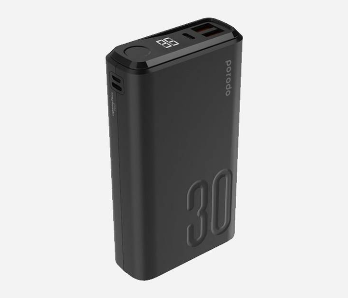 Porodo PD-3094-BK Portable 30000mAh 20W with USB-C PD Input and Output Power Delivery Quick Charge 3.0 Touch Sensor Power Button Powerbank - Black - Zoom Image 1