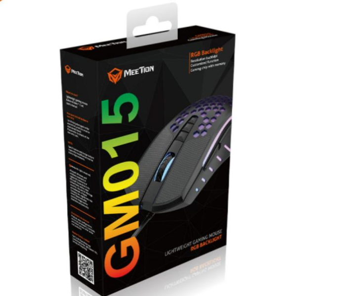 Meetion MT-GM015 Comfortable And In Control Lightweight Honeycomb Gaming Mouse -Black - Zoom Image 2