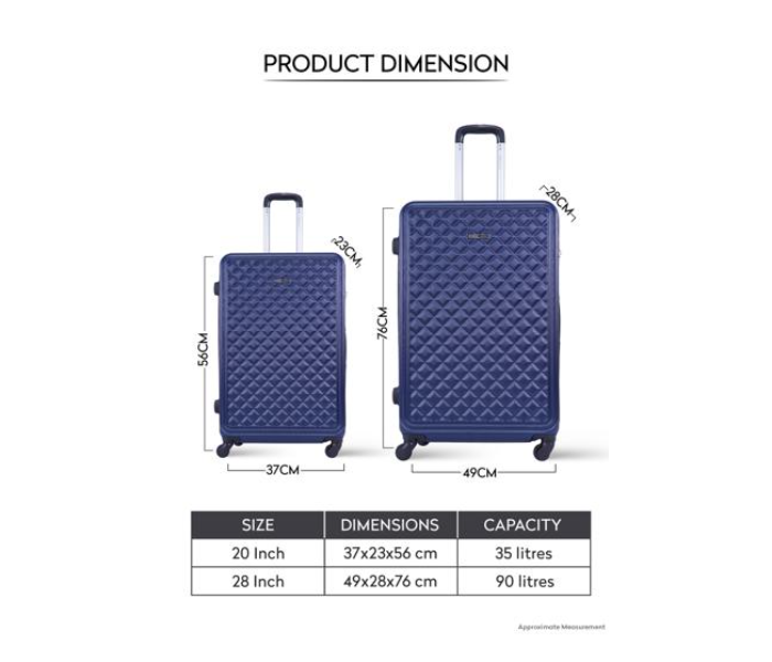 Para John PJTR2042 2Pieces Hardside Travel Trolley Luggage Set -Navy Blue - Zoom Image 5