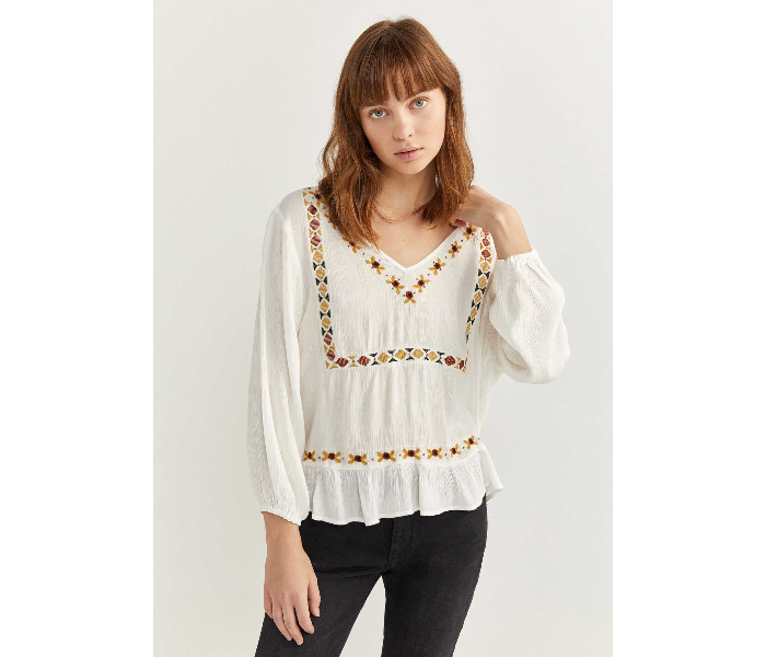 Springfield 679751296 Size 38 Long Sleeve Blouse for Women - Ivory - Zoom Image 1