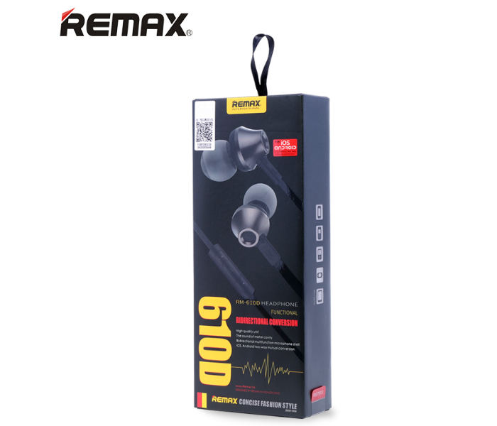 Remax RM-610D Super Bass Wired Earphone - Black - Zoom Image 3