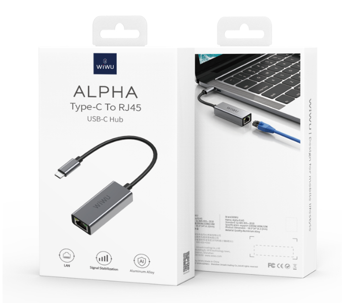 Wiwu ALPHARJ45G Type-C To USB-C Hub - Grey - Zoom Image 3