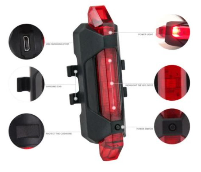 Waterproof Rechargeable Blinker Tail LED Light - White - Zoom Image 3