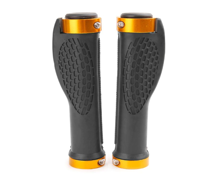 PHMAX Anti-Slip Rubber MTB Bicycle Handle Grip with Aluminium Alloy Cover - Yellow - Zoom Image