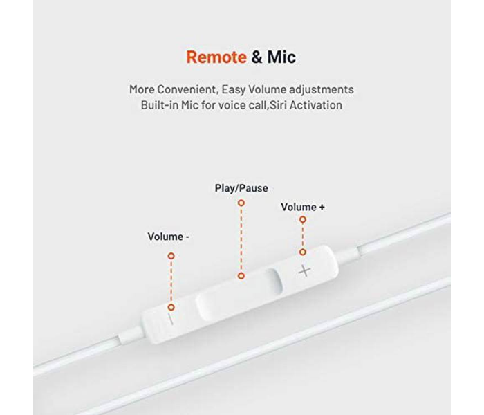 Porodo PD-CMNEP-WH Mono Single TypeC Earphone with 3-Button Controls - White - Zoom Image 3