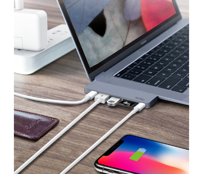 Wiwu T08G USB Type-C 7 In 1 Hub Aluminum Case - Grey - Zoom Image 5