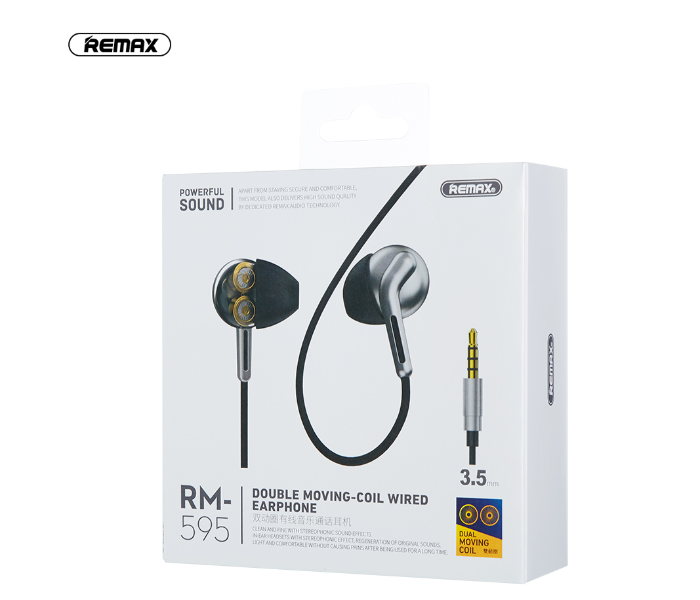 Remax RM-595 Dual Moving Coil Wired Earphone - Silver - Zoom Image 3