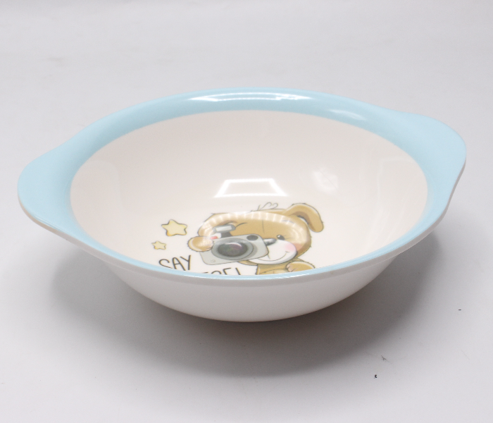 Gitco GIT66388 15cm Melamine Kids Bowl with Handle - White and Blue - Zoom Image 2