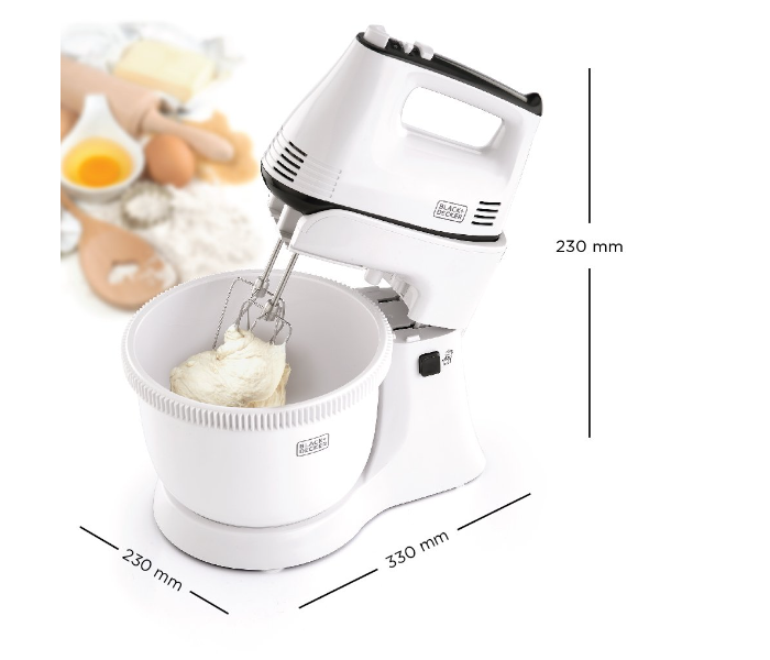 Boss Tech 250W 7 Speed 2 in 1 Electric Hand Mixer with 2 Litre Plastic Bowl - White - Zoom Image 2