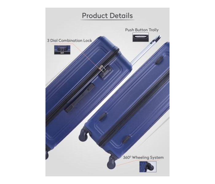 Para John PJTR2042 2Pieces Hardside Travel Trolley Luggage Set -Navy Blue - Zoom Image 2