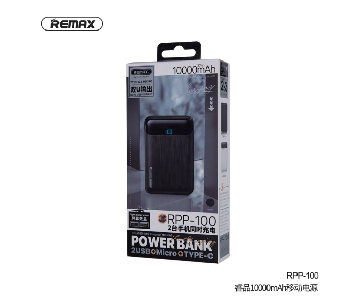 Remax RPP-100 Repin Series 10000mAh 2 USB Power Bank - Black - Zoom Image 3