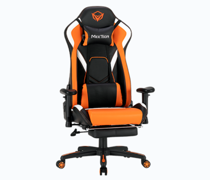 Meetion MT-CHR22 Neck And Back Cushion Fully Featured Reclining Gaming Chair With Footrest - Black And Orange  - Zoom Image 6