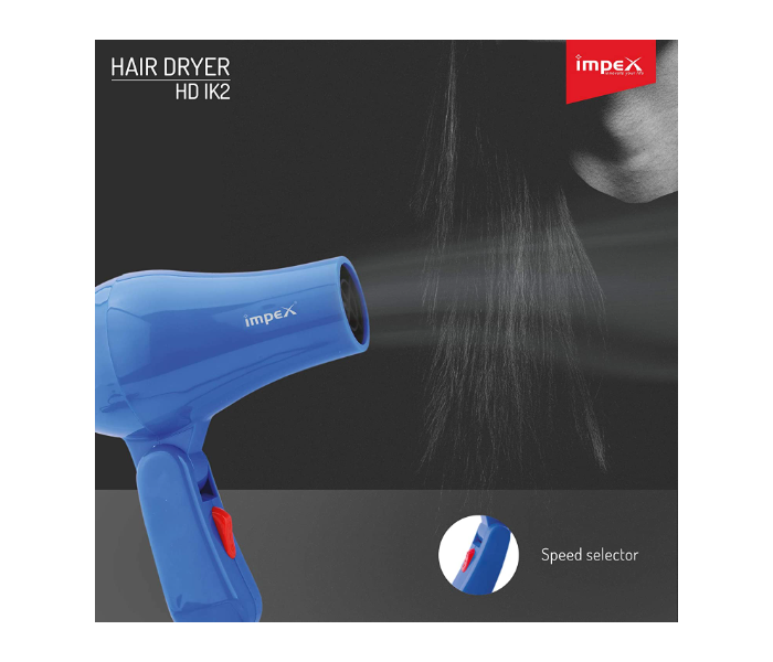 Impex HD 1K3 2000W 2 speed and 3 Heat Setting Hair Dryer  - Blue - Zoom Image 2