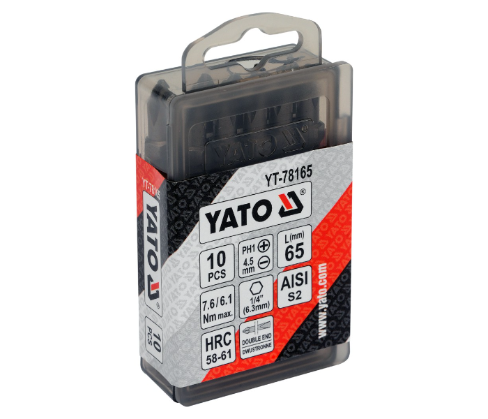 Yato YT-78165 10 Piece Drop Forged Steel Screwdriver Bits - Black - Zoom Image 2