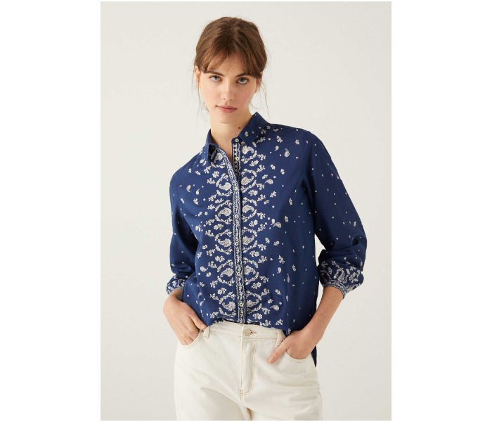 Springfield 679942616 Size 34 Long Sleeve Blouse for Women - Blue - Zoom Image 1