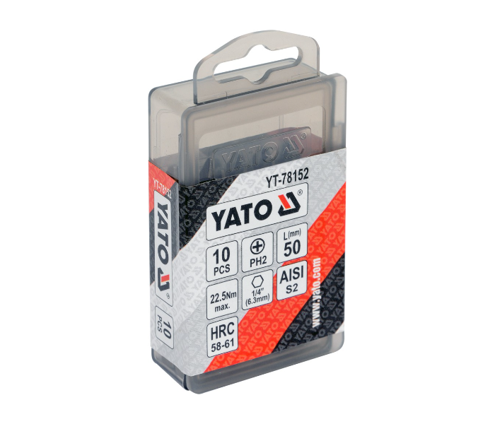 Yato YT-78152 10 Piece 50mm PH2 Screwdriver Bits - Black - Zoom Image 2