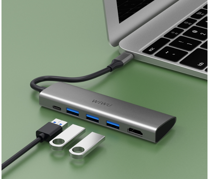 Wiwu A531HG 5 In 1 USB-C Hub - Grey - Zoom Image 6