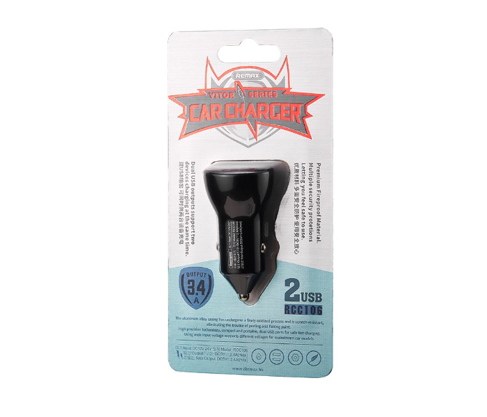 Remax RCC106 Vitor Series 2USB Car Charger - Black - Zoom Image 2