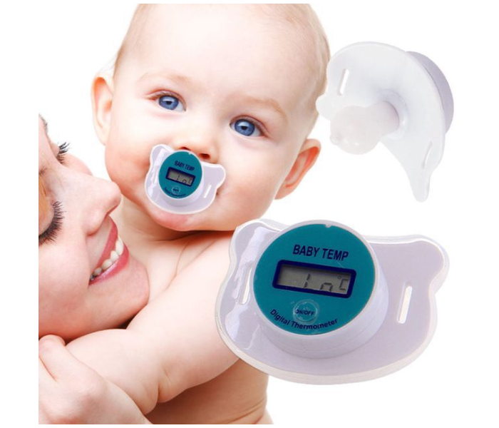 Portable Digital Dummy Soother Thermometer for Toddler - Blue and White - Zoom Image